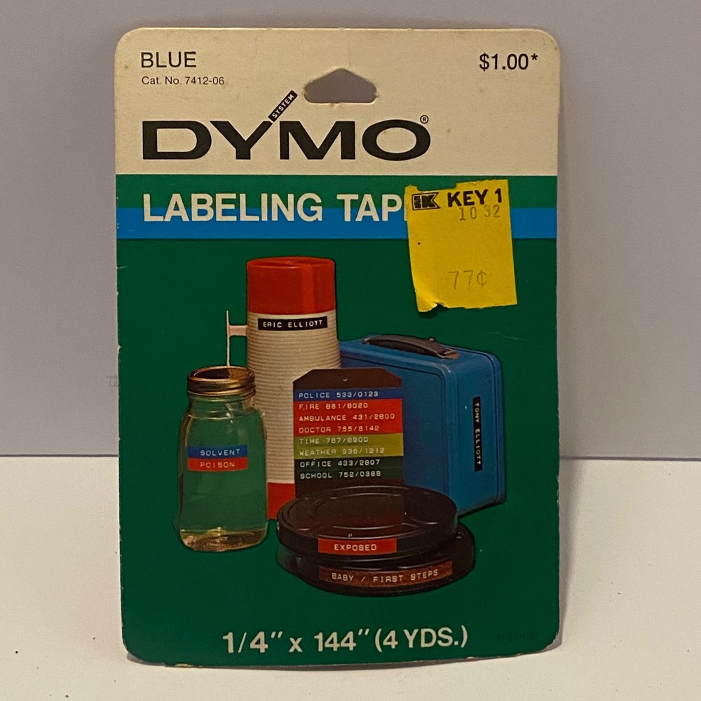 Dymo Labeling Tape‎ Blue 1/4 Inch x 144 Inch Vintage Embossing Tape 7412-06 NEW